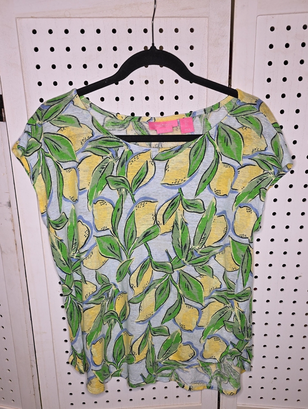 Isaac Mizrahi 100% Linen Size Large Yellow Green Lemon